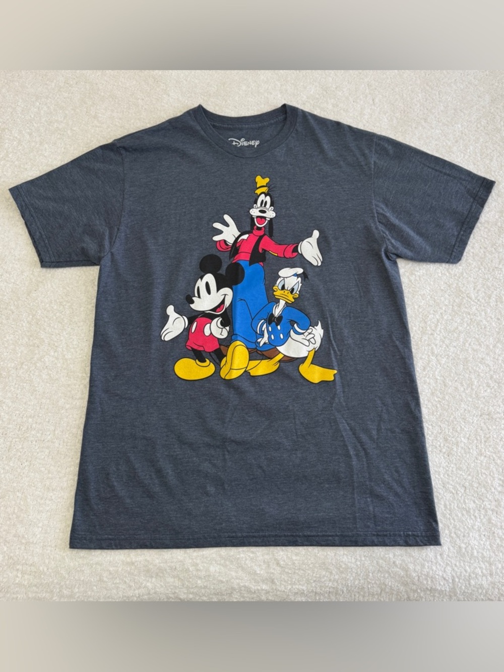Disney Charcoal Short Sleeve Tee with Mickey, Goofy & Donald Graphic